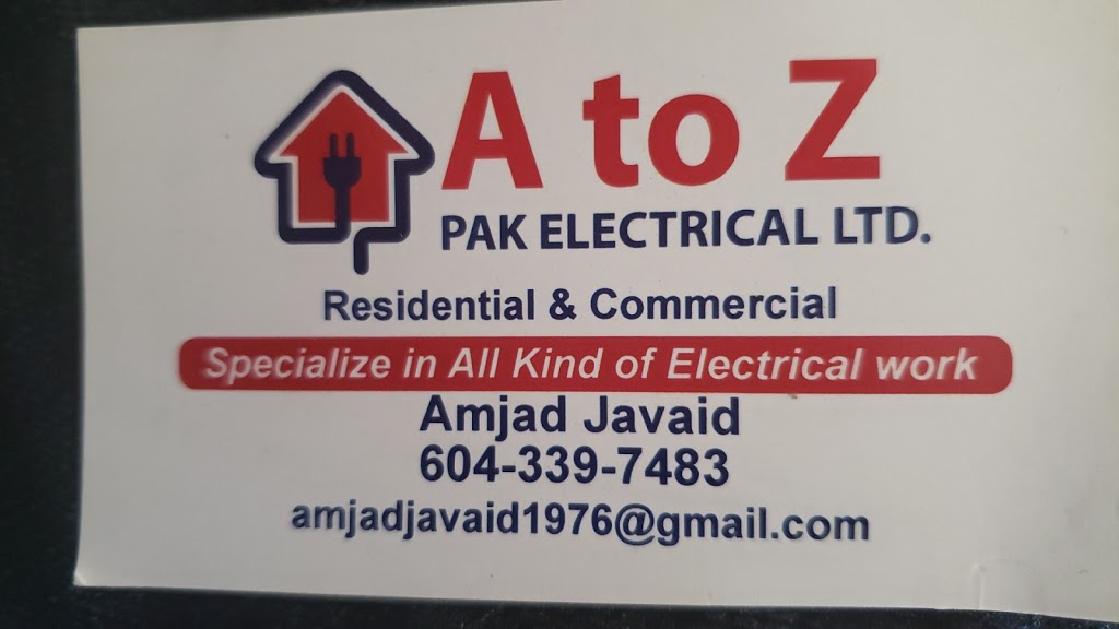 A to Z Pak Electrical Ltd. | 15187 93 Ave, Surrey, BC V3R 7A7, Canada | Phone: (604) 339-7483