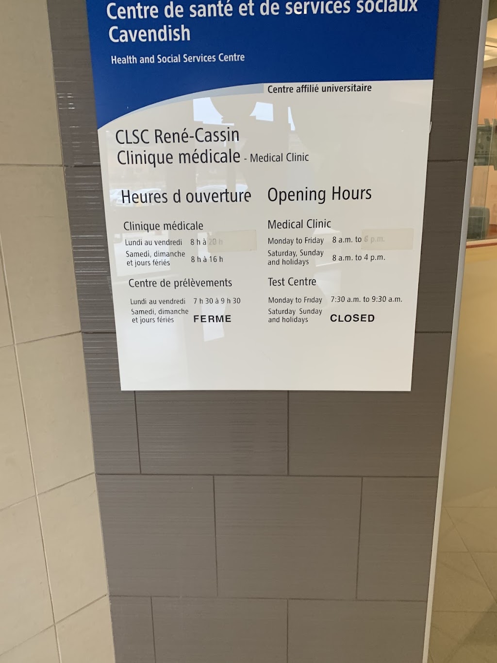 CLSC René-Cassin | 5800 Boul Cavendish, Côte Saint-Luc, QC H4W 2T5, Canada | Phone: (514) 484-7878