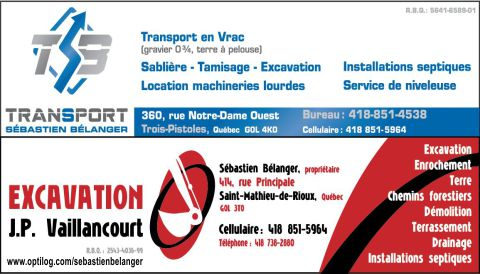 Transport Sébastien Bélanger | 360 Rue Notre Dame O, Trois-Pistoles, QC G0L 4K0, Canada | Phone: (418) 851-4538