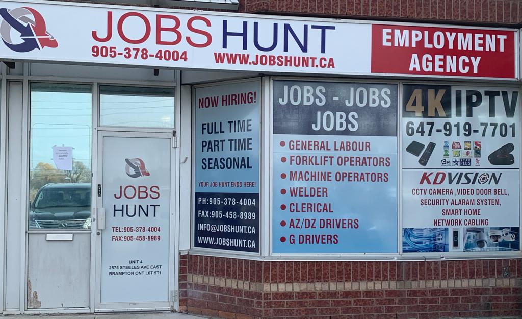 Jobs Hunt Inc | 2575 Steeles Ave E #4, Brampton, ON L6T 5T1, Canada | Phone: (905) 378-4004