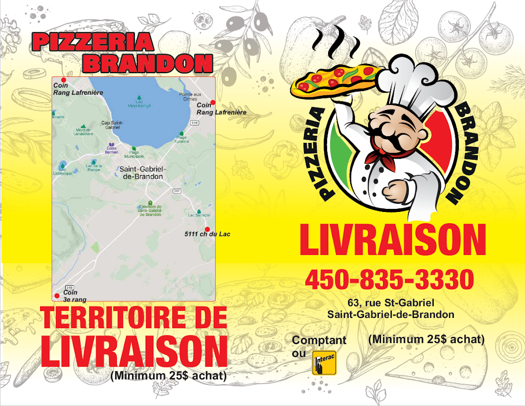 Pizzeria Brandon | 63 Rue St Gabriel B, Saint-Gabriel-de-Brandon, QC J0K 2N0, Canada | Phone: (450) 835-3330