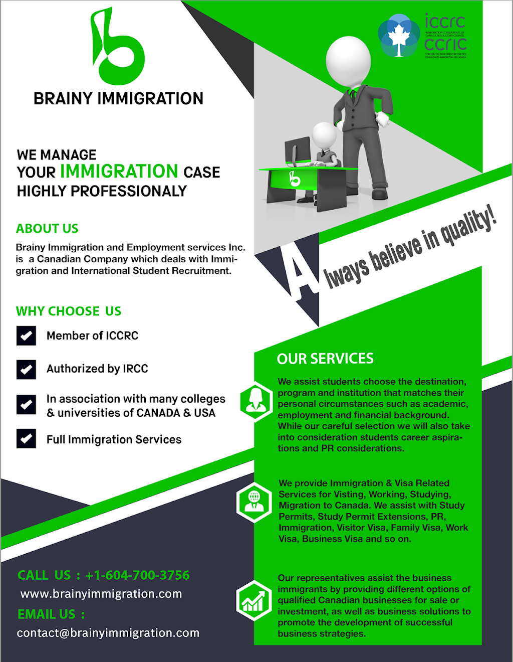Brainy Immigration and Employment Services Inc | 46 Diamond Head Ct #104, Moncton, NB E1G 5S3, Canada | Phone: (709) 470-0000