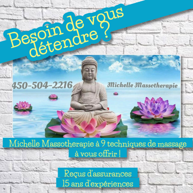 Michelle Massotherapie | 1041 112 Avenue, Saint-Jérôme, QC J7Y 5E2, Canada | Phone: (450) 504-2216