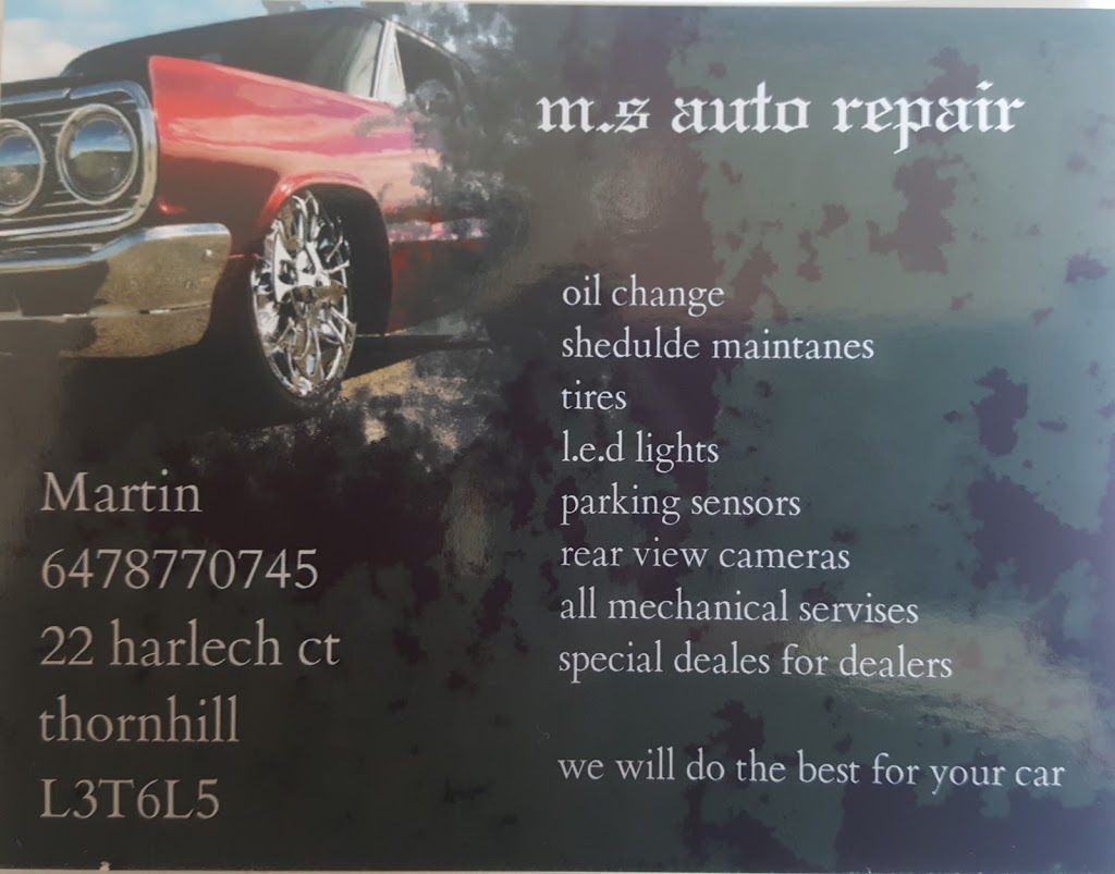 M.S AUTO REPAIR | 22 Harlech Ct, Thornhill, ON L3T 6L5, Canada | Phone: (905) 881-9777