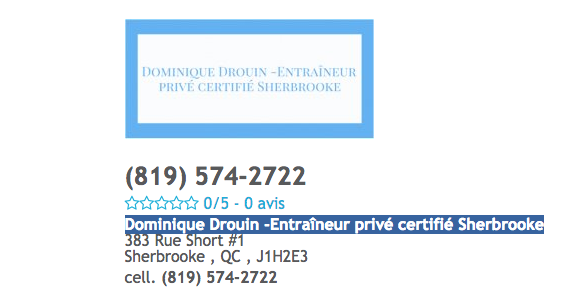 Dominique Drouin - Entraîneur privé certifié | 383 Rue Short #1, Sherbrooke, QC J1H 2E3, Canada | Phone: (819) 574-2722