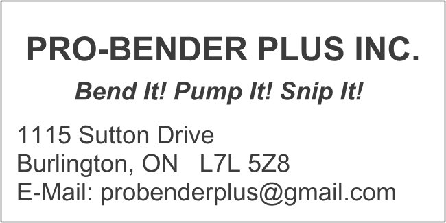 Pro-Bender Plus Inc. | 1115 Sutton Dr, Burlington, ON L7L 5Z8, Canada | Phone: (905) 912-1555