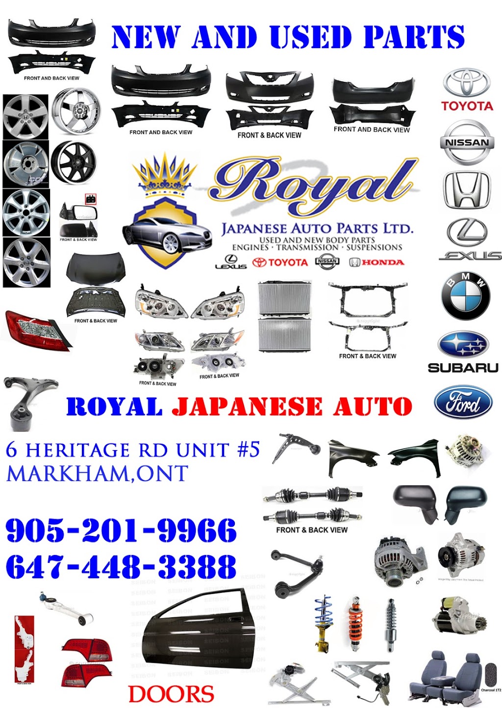 Royal Japanese Auto Parts | 9829 Markham Rd, Markham, ON L6E 0B5, Canada | Phone: (905) 201-9966