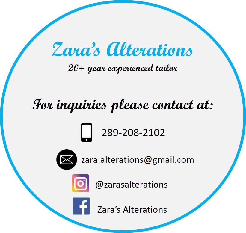 Zara’s Alterations | Orchard Rd, Burlington, ON L7L 7E8, Canada | Phone: (289) 208-2102