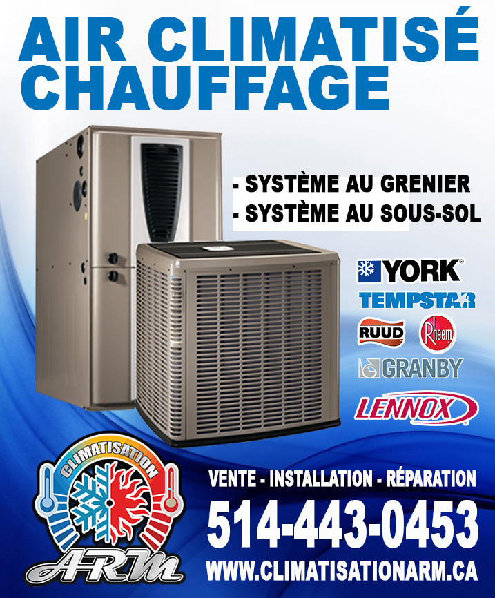 Climatisation ARM | 1337 Rue du Relais, Laval, QC H7Y 1Z7, Canada | Phone: (514) 443-0453