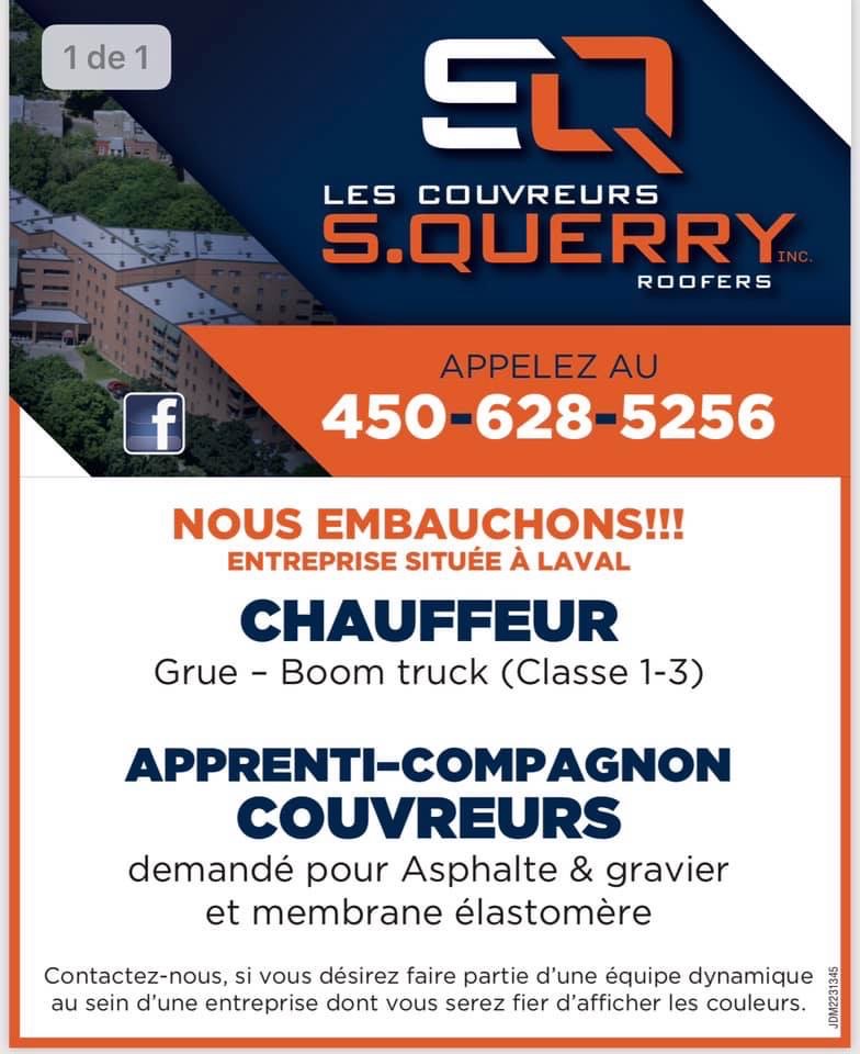 Les couvreurs S.Querry inc | 1230 Av. Godin, Laval, QC H7E 2T2, Canada | Phone: (450) 628-5256