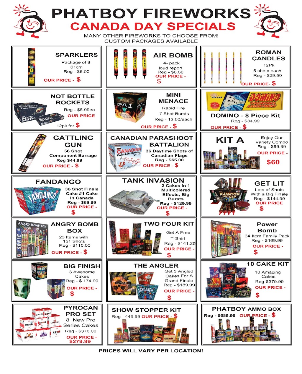 Phatboy Fireworks | Showcase - Lambton Mall, 1380 London Rd, Sarnia, ON N7S 1P8, Canada | Phone: (800) 438-2614