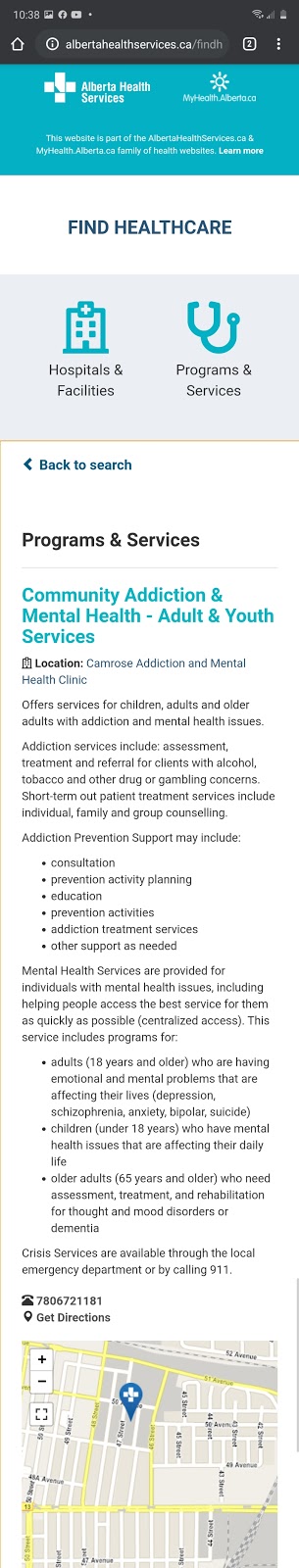 Camrose Addiction and Mental Health Clinic | 4911 47 St, Camrose, AB T4V 1J9, Canada | Phone: (780) 672-1181