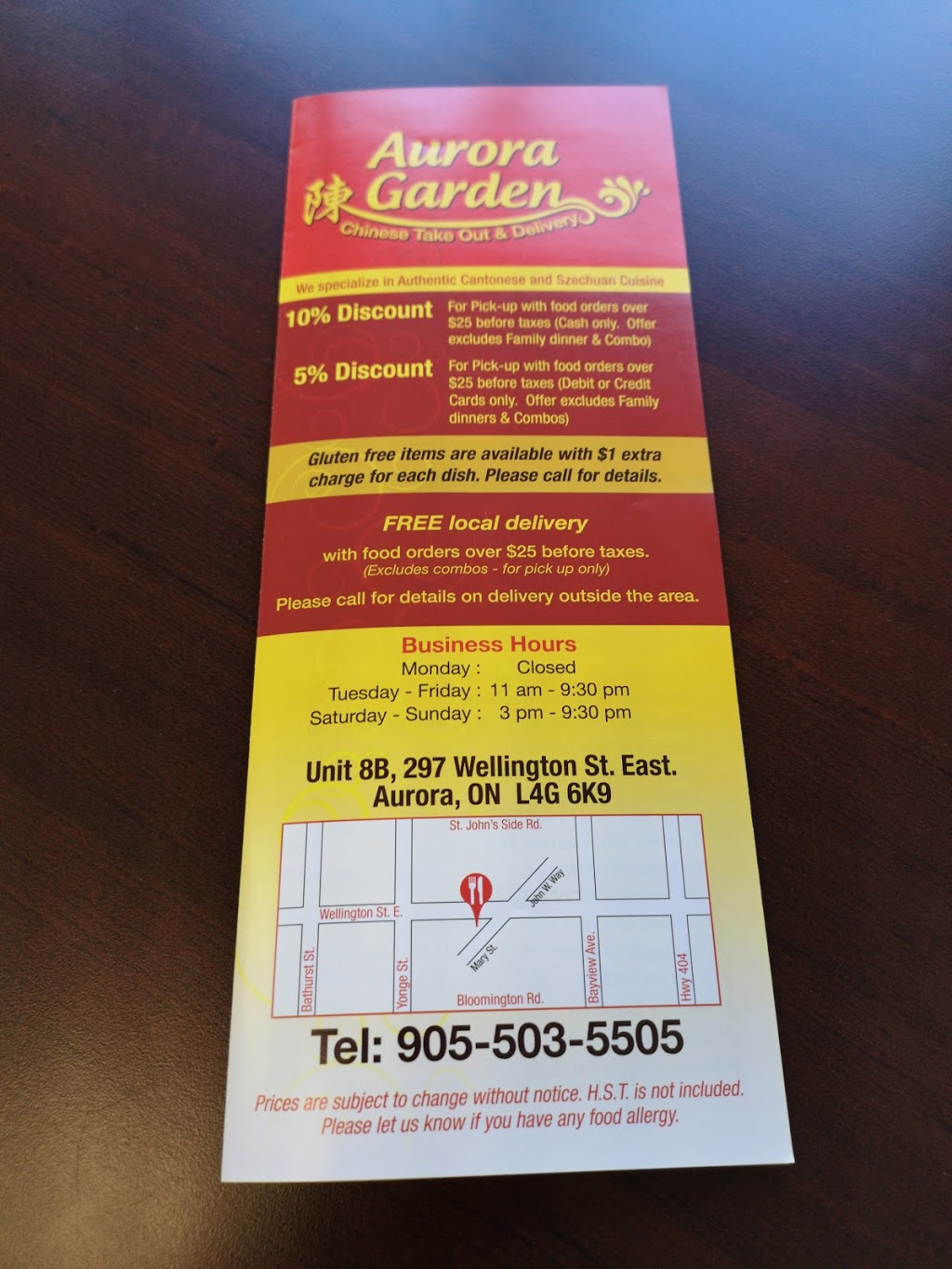 Aurora Garden Chinese Food | 297 Wellington St E Unit 8B, Aurora, ON L4G 6K9, Canada | Phone: (905) 503-5505