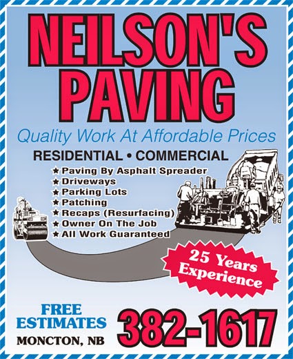 Neilsons Paving | 845 Indian Mountain Rd, Moncton, NB E1G 3M9, Canada | Phone: (506) 382-1617