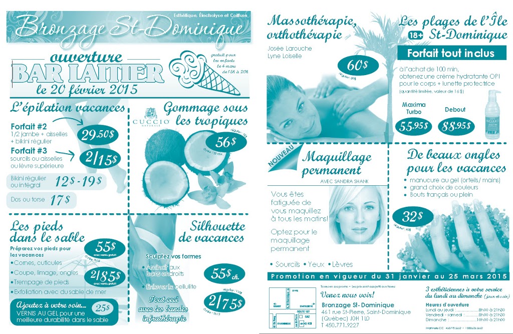 Bronzage St-Dominique | 461 Rue Saint-Pierre, Saint-Dominique, QC J0H 1L0, Canada | Phone: (450) 771-9227