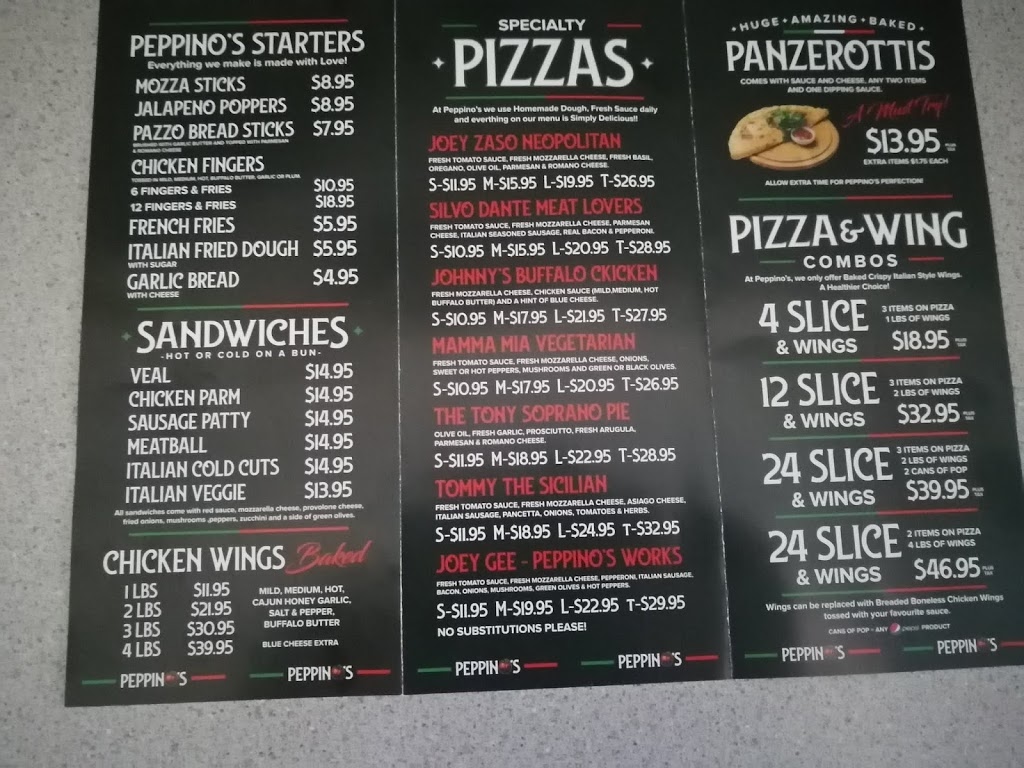 Peppinos Italian Eatery & Cafe | 103 Pine St S, Thorold, ON L2V 3M2, Canada | Phone: (289) 434-5567