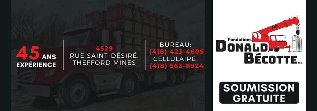 Fondations Dumas Inc ( Fondations Donald Bécotte Inc. ) | 1668 Bd Frontenac E, Thetford Mines, QC G6G 6Z2, Canada | Phone: (418) 338-8521