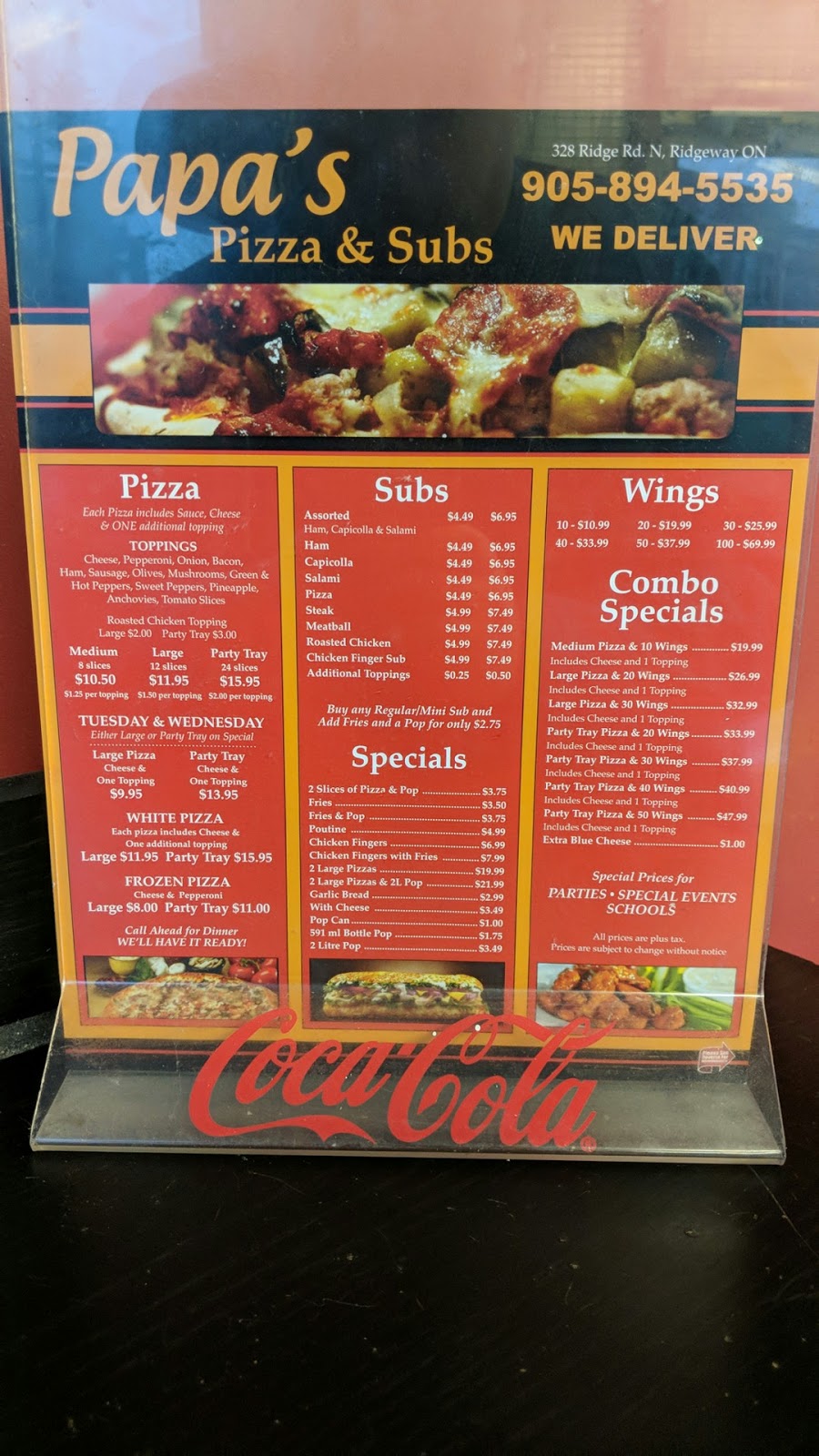 Papas Pizza | 328 Ridge Rd N, Ridgeway, ON L0S 1N0, Canada | Phone: (905) 894-5535