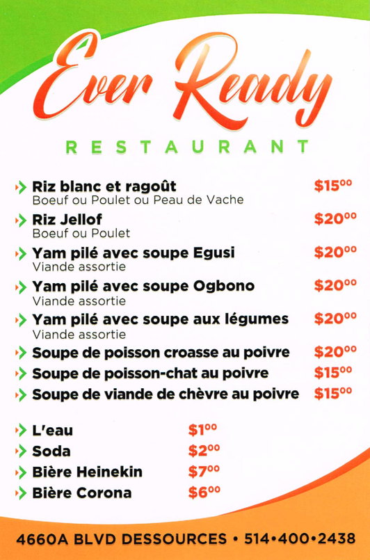 Ever Ready Restaurant | 4660 Bd des Sources, Dollard-des-Ormeaux, QC H8Y 3C4, Canada | Phone: (438) 368-8930