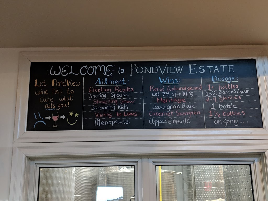 PondView Estate Winery | 925 Line 2 Rd, Niagara-on-the-Lake, ON L0S 1J0, Canada | Phone: (905) 468-0777