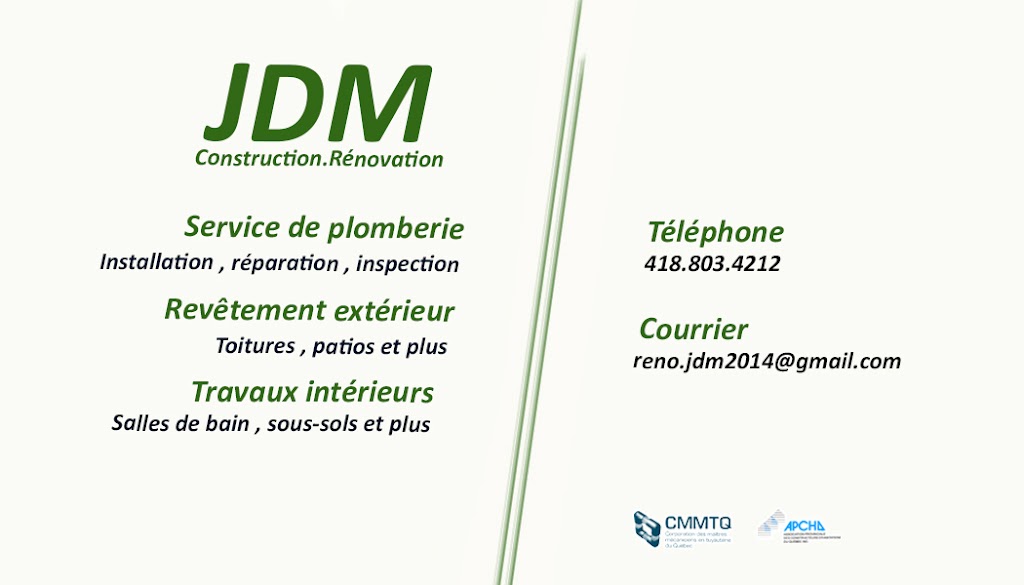 Plomberie JDM Inc | 1688 Rue du Romarin, Lévis, QC G6Z 0E2, Canada | Phone: (418) 803-4212