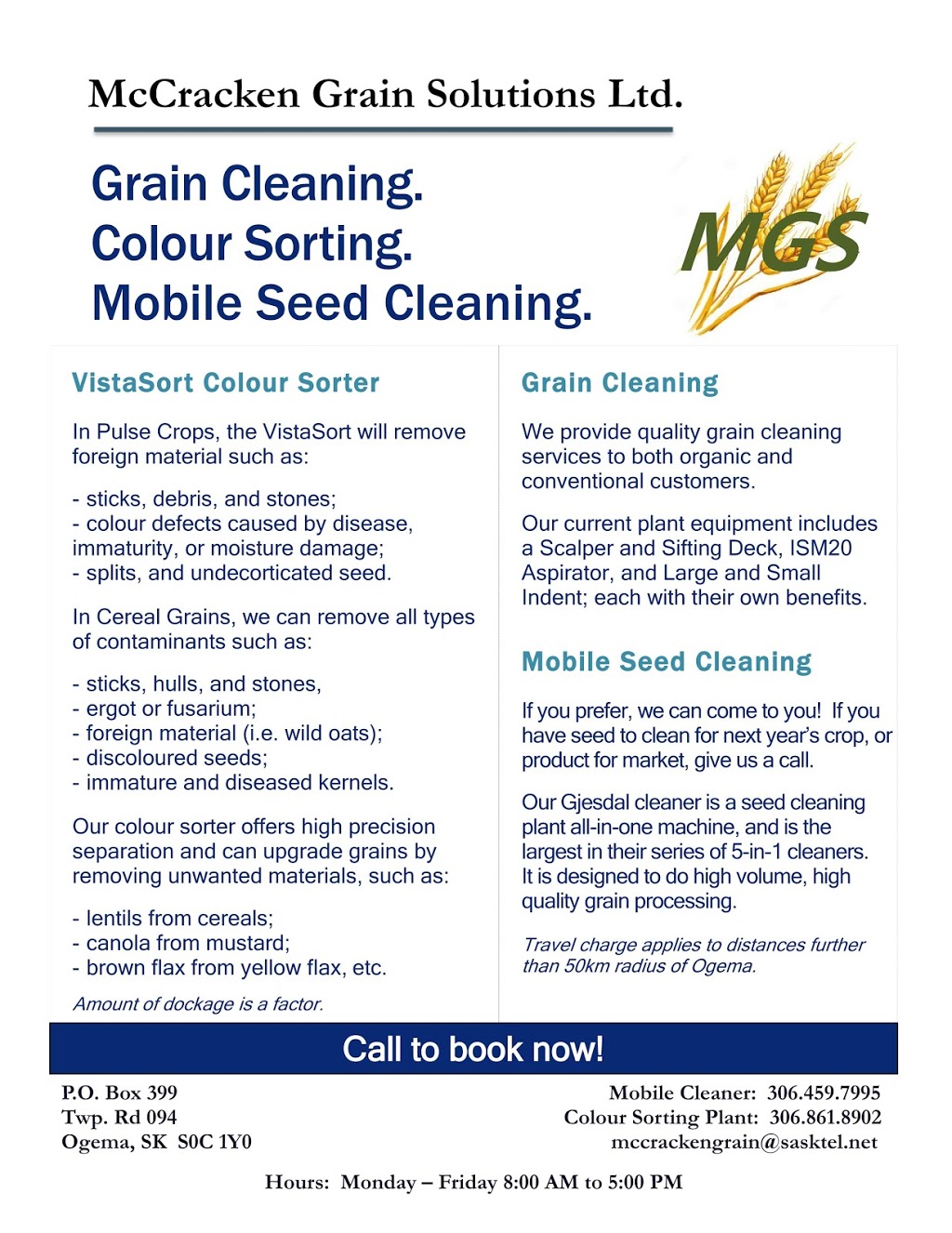 McCracken Grain Solutions Ltd. | Twp. Rd. 094 & Grid 623, Ogema, SK S0C 1Y0, Canada | Phone: (306) 459-7995