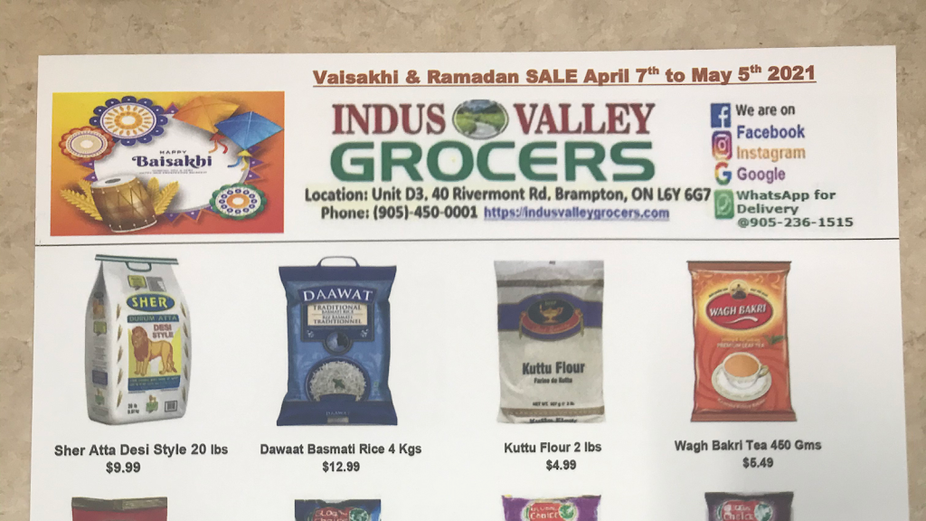 Indus Valley Grocers | 40 Rivermont Rd Unit D3, Brampton, ON L6Y 6G7, Canada | Phone: (905) 450-0001