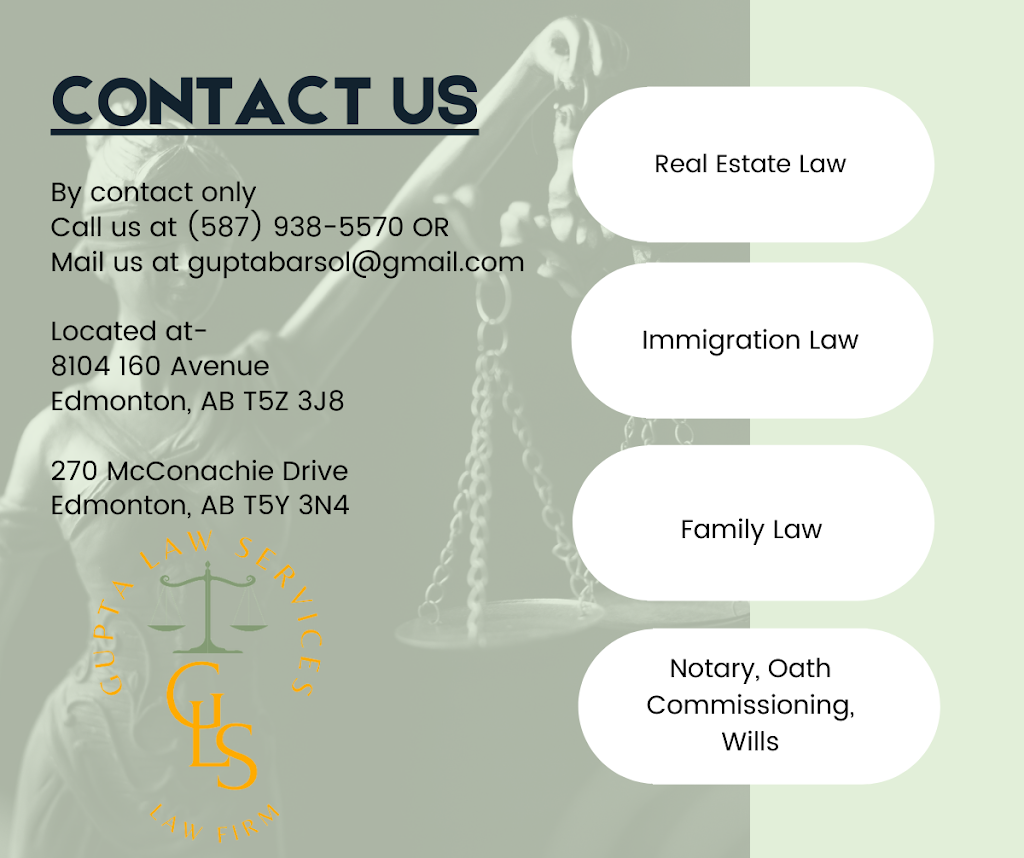 Gupta Law Services | 8104 160 Ave NW, Edmonton, AB T5Z 3J8, Canada | Phone: (587) 938-5570