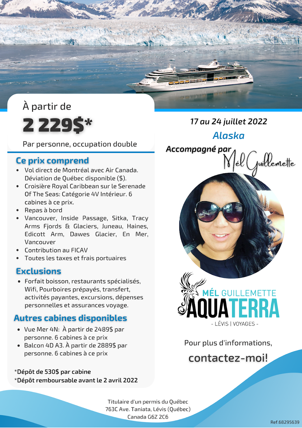 Voyages Aqua Terra Lévis | 763c Av. Taniata, Lévis, QC G6Z 2C6, Canada | Phone: (418) 741-3437