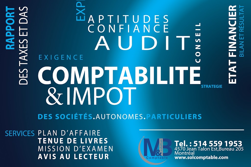 M&B Solution Comptable | 4570 Rue Jean-Talon E bureau 205, Saint-Leonard, QC H1S 1K2, Canada | Phone: (514) 559-1953