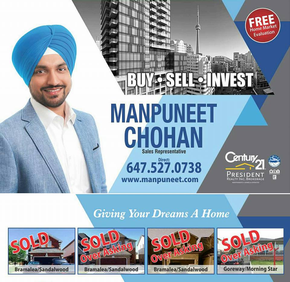 Manpuneet Chohan Real Estate Agent | 80 Maritime Ontario Blvd Unit 246, Brampton, ON L6S 0E7, Canada | Phone: (416) 560-0008