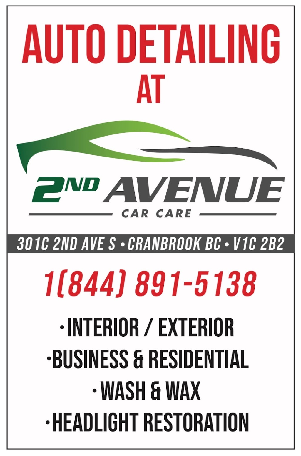 2nd Avenue Car Care | 301-C 2 Ave S, Cranbrook, BC V1C 2B2, Canada | Phone: (250) 417-1619