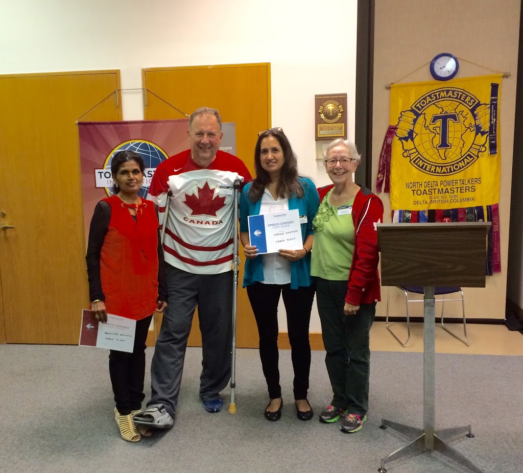 North Delta Power Talkers Toastmasters Club 9200 | 8360 Delsom Way, Delta, BC V4C 0E6, Canada | Phone: (604) 362-0178