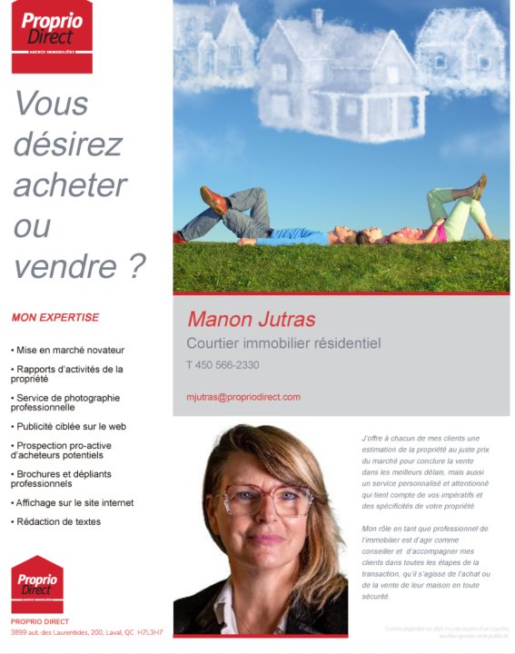 Manon Jutras Courtier Immobilier Proprio Direct | 333 Chem. Kilmar, Calumet, QC J0V 1B0, Canada | Phone: (450) 566-2330