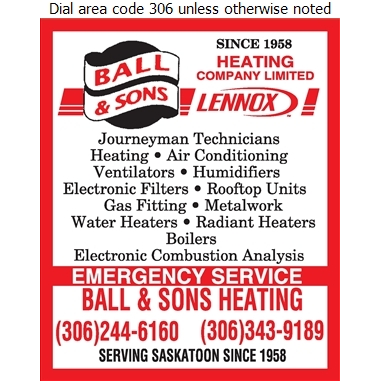 Ball & Sons Heating Co Ltd | 13-1100 7 Ave N, Saskatoon, SK S7K 2V9, Canada | Phone: (306) 244-6160