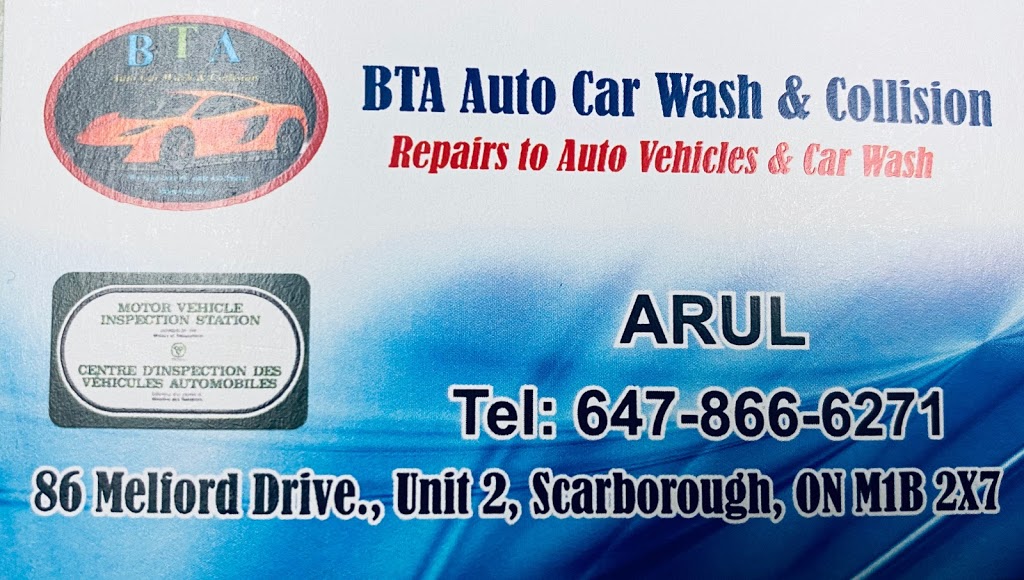 BTA Auto Car Wash & Collision | 86 Melford Dr, Scarborough, ON M1B 2X7, Canada | Phone: (647) 866-6271