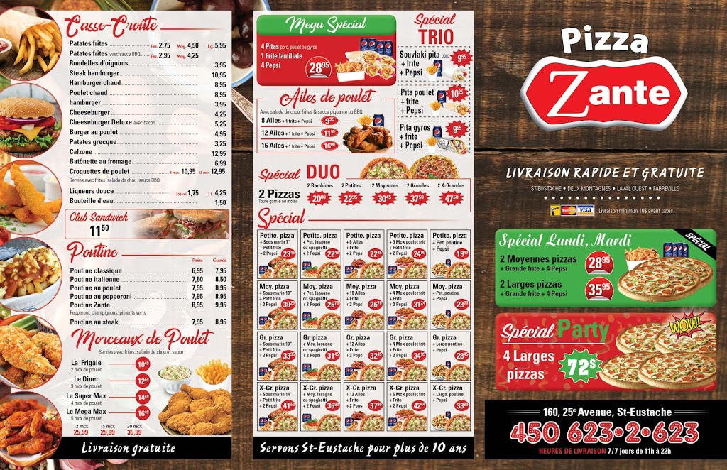 Pizza Zante | 160 25e Av, Saint-Eustache, QC J7P 2V2, Canada | Phone: (450) 623-2623