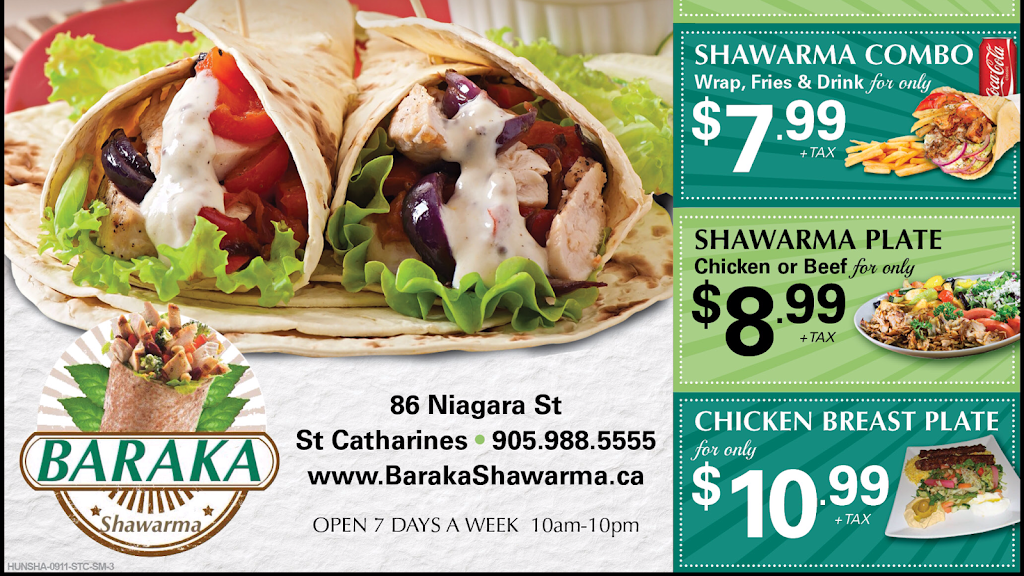 Shawarma Baraka | 86 Niagara St, St. Catharines, ON L2R 4L2, Canada | Phone: (905) 988-5555