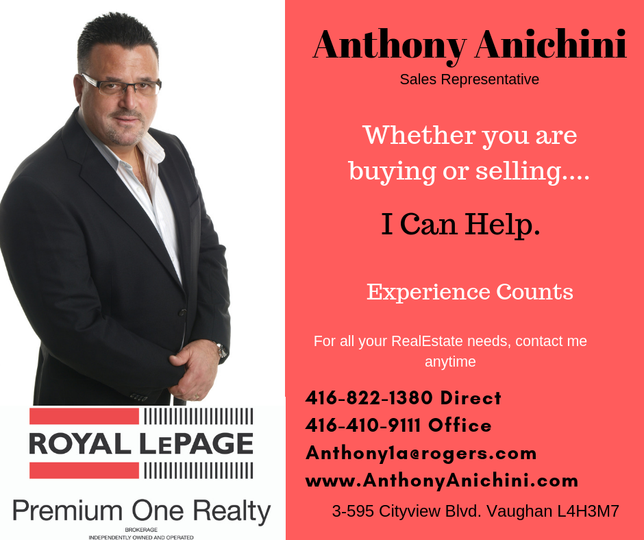 Royal LePage Premium One Realty : Anthony Anichini, Sales Repres | 595 Cityview Blvd #3, Vaughan, ON L4H 3M7, Canada | Phone: (416) 822-1380