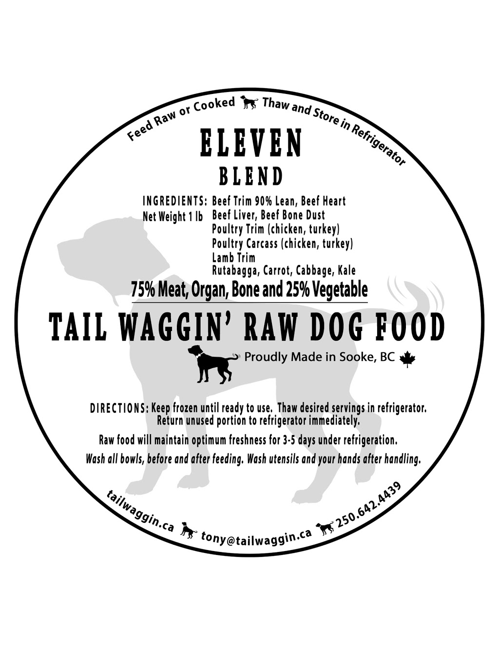 Tail Waggin Raw Dog Food | 3043 George Ln, Sooke, BC V9Z 0X4, Canada | Phone: (250) 642-4439