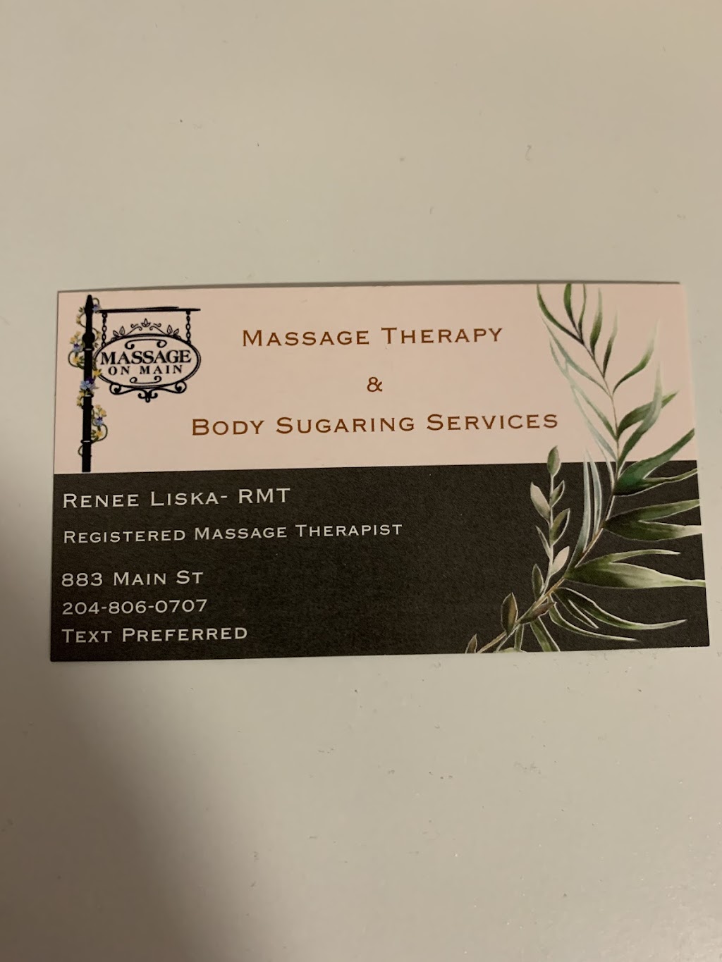 Massage On Main | 883 Main St, Steinbach, MB R5G 2H4, Canada | Phone: (204) 806-0707