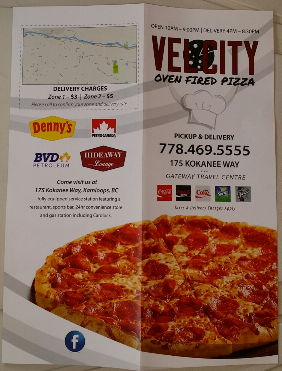 Velocity Pizza | 175 Kokanee Way, Kamloops, BC V2C 6Z2, Canada | Phone: (778) 469-5555