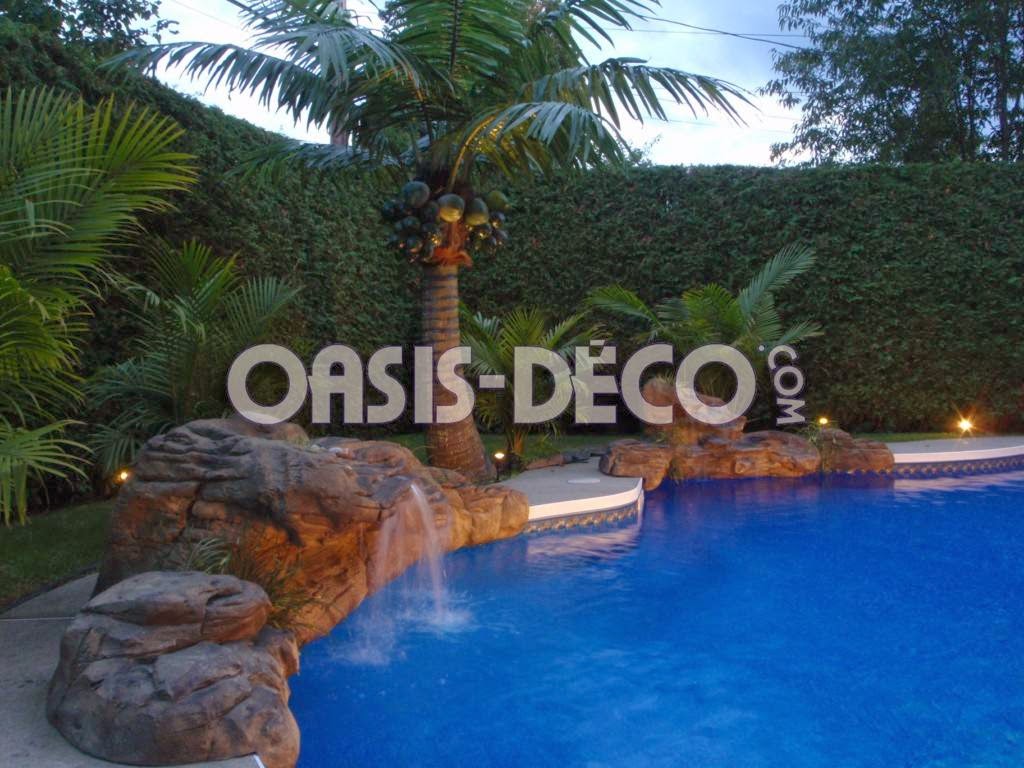 Oasis-Deco = Chute pour piscine / pool waterfall / Palmier palm  | 742 Boulevard Industriel #104, Blainville, QC J7C 3V4, Canada | Phone: (514) 248-0928