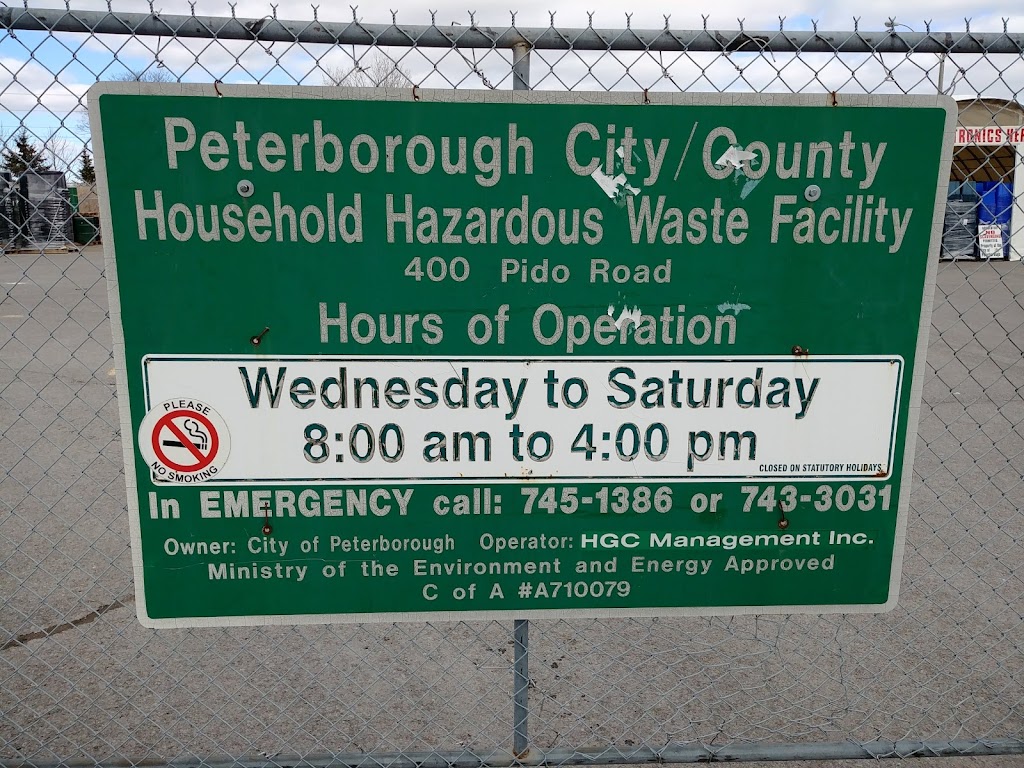 Peterborough household hazardous waste depot | 400 Pido Rd, Peterborough, ON K9J 6X7, Canada | Phone: (705) 876-1600