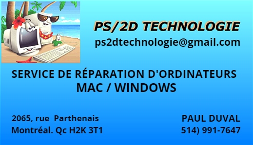 PS / 2D Technology Computer Repair Service | 2065 Rue Parthenais, Montréal, QC H2K 3T1, Canada | Phone: (514) 991-7647