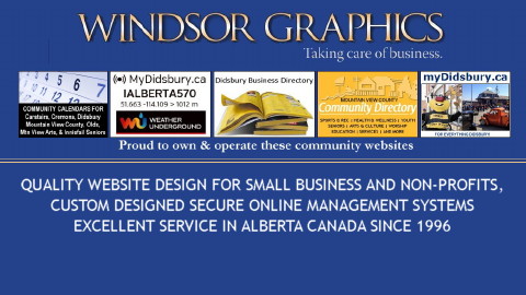 Windsor Graphics | 301 Secondary, AB-582, Didsbury, AB T0M 0W0, Canada | Phone: (403) 335-9445