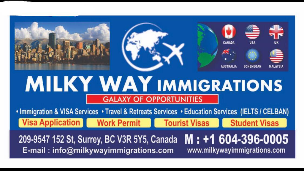 Milkyway Immigration Inc. | 209-9547 152 St, Surrey, BC V3R 5Y5, Canada | Phone: (604) 396-0005