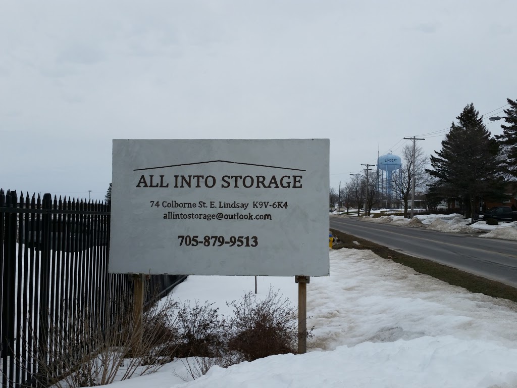 All Into Storage | 74 Colborne St E, Lindsay, ON K9V 6K4, Canada | Phone: (705) 879-9513