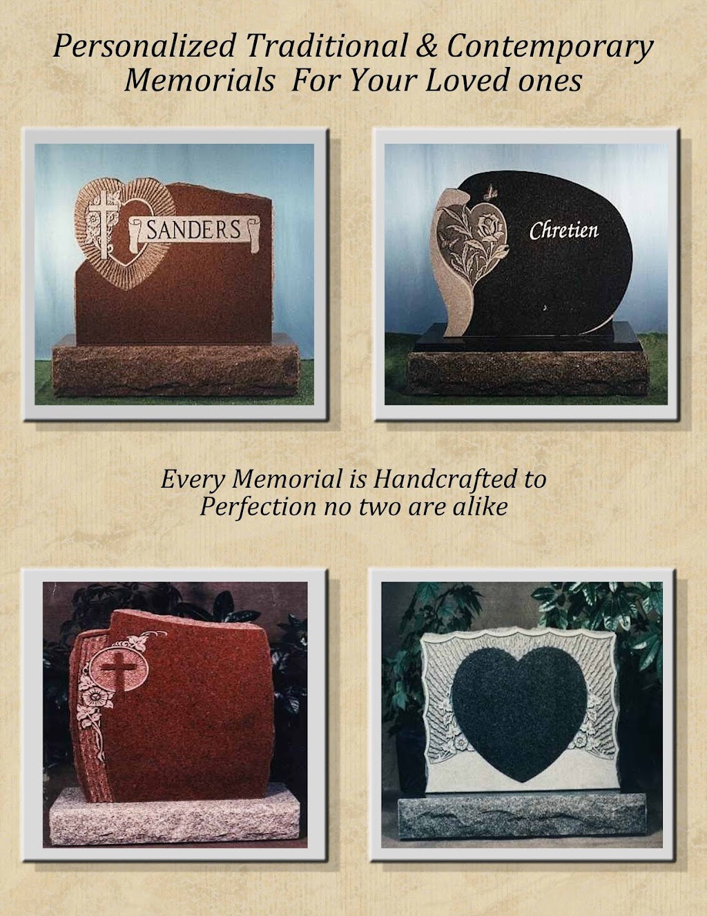 Cherish Monuments & Urns | 730 Front Rd unit 11, Kingston, ON K7M 6P7, Canada | Phone: (613) 766-0696