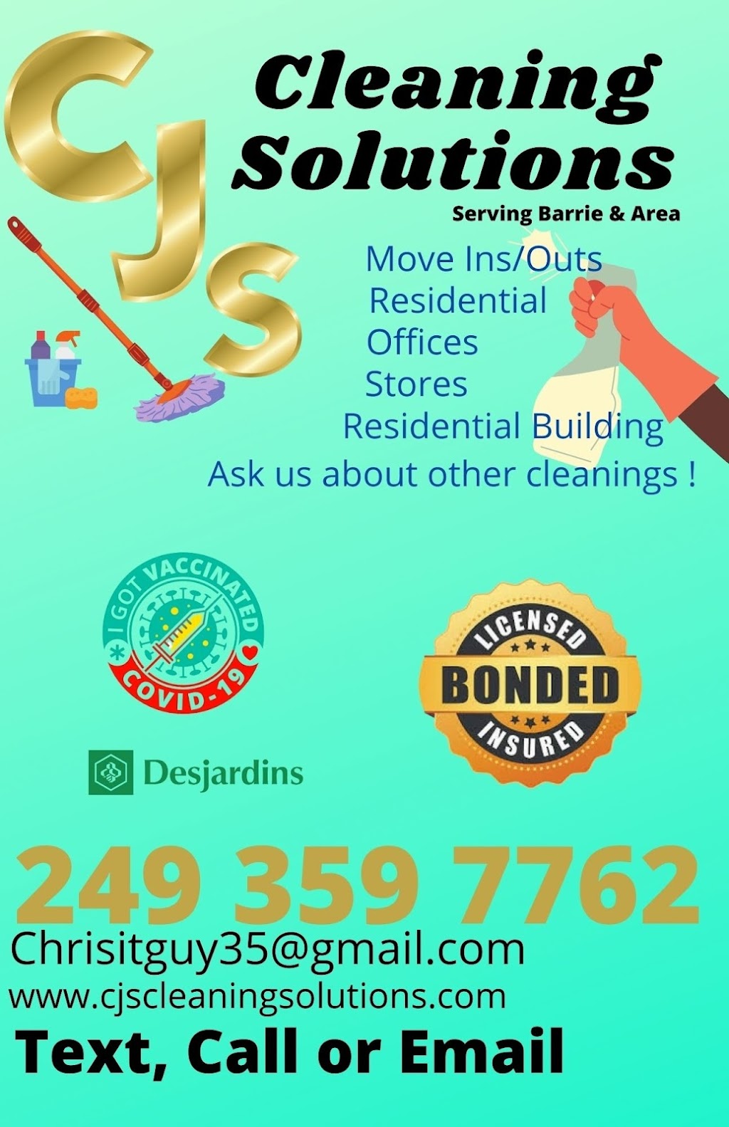 CJS Cleaning Solutions | 114 Kempenfelt Dr #102, Barrie, ON L4M 1C1, Canada | Phone: (249) 359-7762